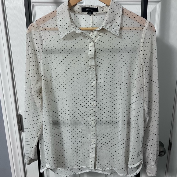 Xai medium sheer polka dot button up shirt - Picture 2 of 7